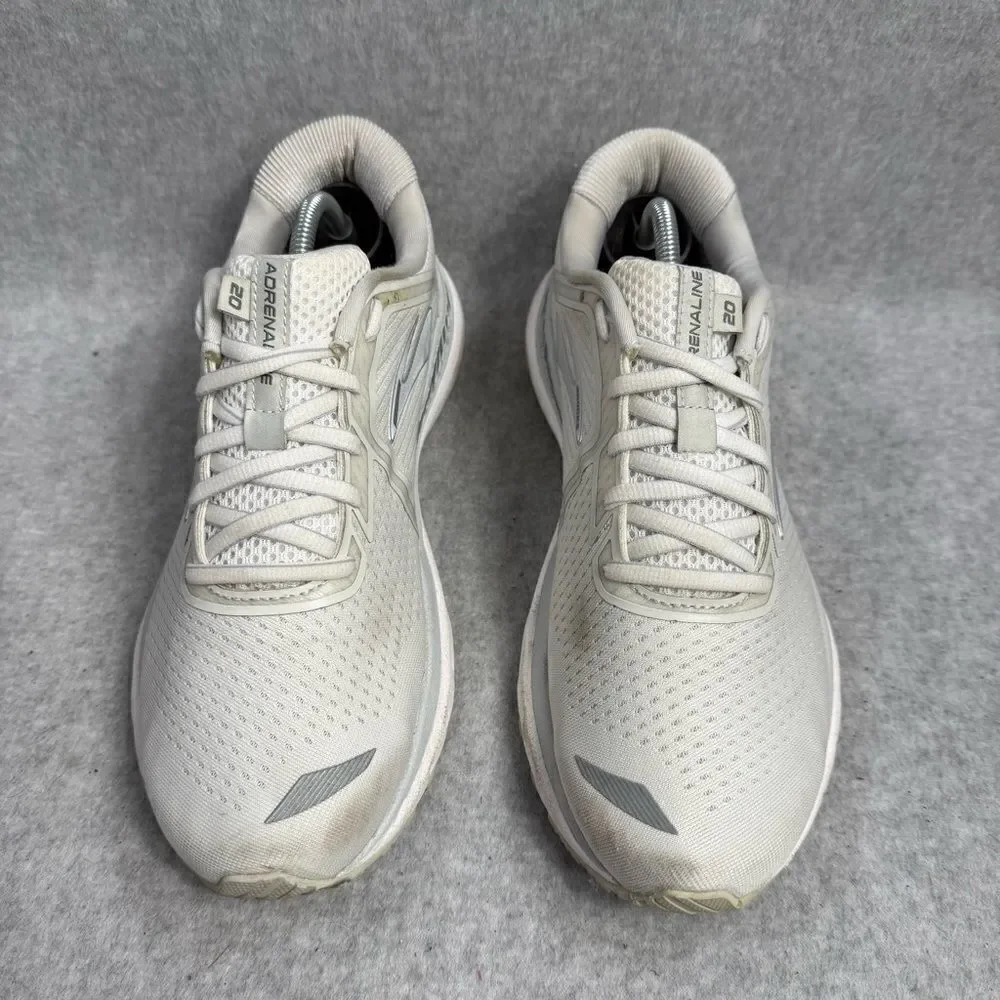 Brooks Adrenaline 20 Womens Shoes Size 9.5 White Silver Low Top Running Sneakers